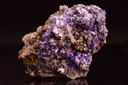 Azurite with Malachite crystal from Mibladen, Morocco, showcasing deep blue and vibrant green mineral formations.