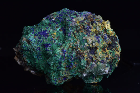 Azurite with Malachite crystal from Mibladen, Morocco, featuring deep blue and vibrant green mineral formations.