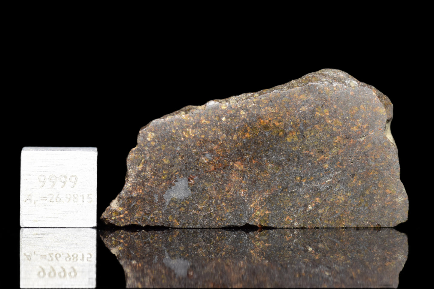 NWA 11757 Ureilite meteorite specimen from Buy Meteorite, LLC, showing dark, textured surface with mineral inclusions and unique formation.