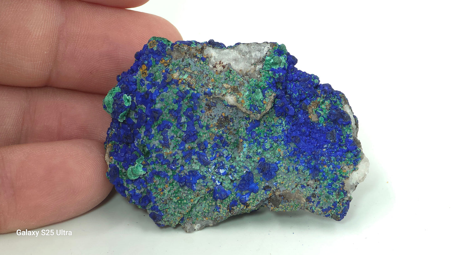 Natural Azurite with Malachite on Quartz – Mibladen, Morocco | 39.4 g