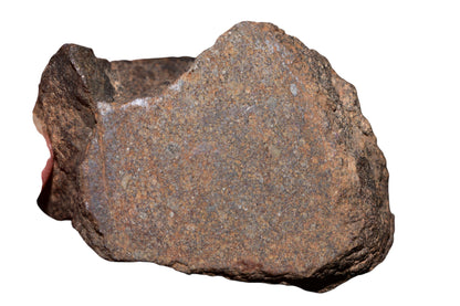 108g NWA chondrite meteorite endcut held in hand showing side profile and rugged natural crust texture – Buy Meteorite