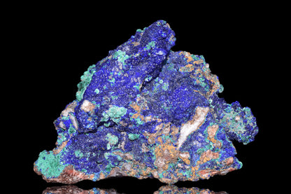 Azurite and malachite crystal from Mibladen, Morocco, showcasing deep blue azurite and vibrant green malachite mineral formations.
