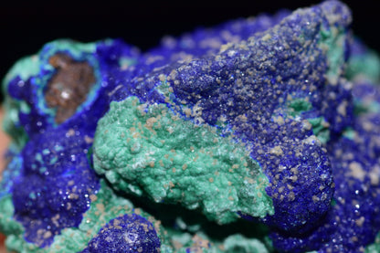 Azurite with Malachite crystal from Mibladen, Morocco, showcasing deep blue and vibrant green mineral formations.