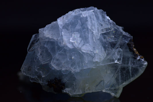 Blue Barite crystal from Morocco with vibrant blue hues, showcasing its natural mineral formation and unique crystal structure.
