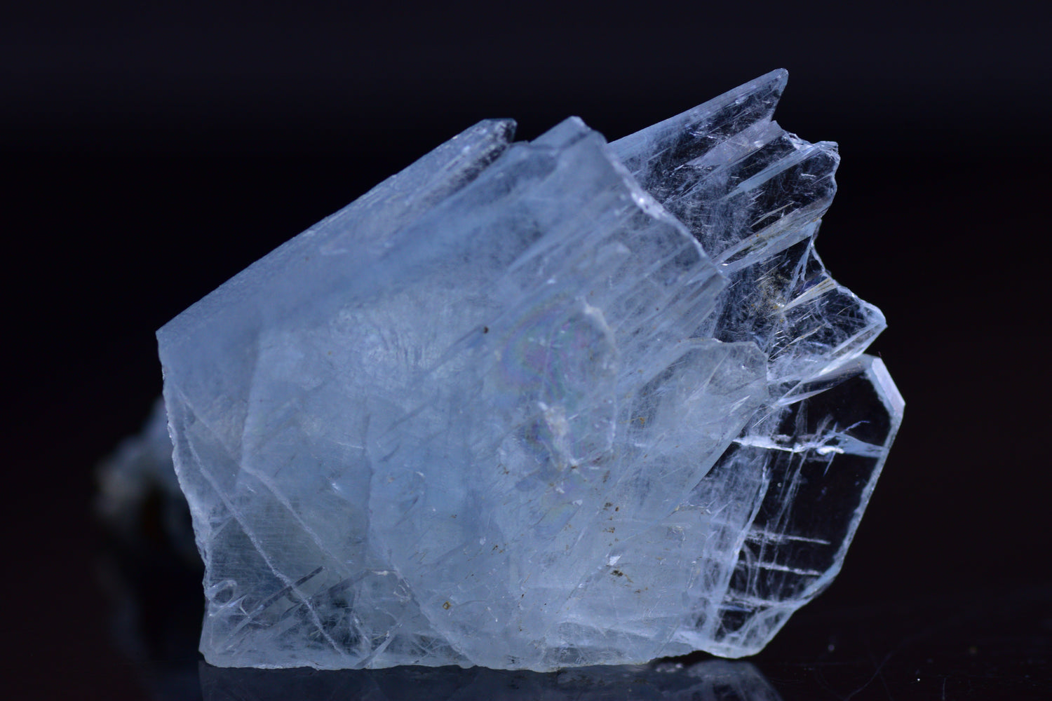 Blue Barite crystal from Morocco, showcasing vibrant blue hues and mineral details, sourced from Jebel Ouichane in Nador Province.