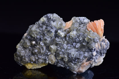 Cerussite on barite - Mibladen district, Midelt province, Morocco CV