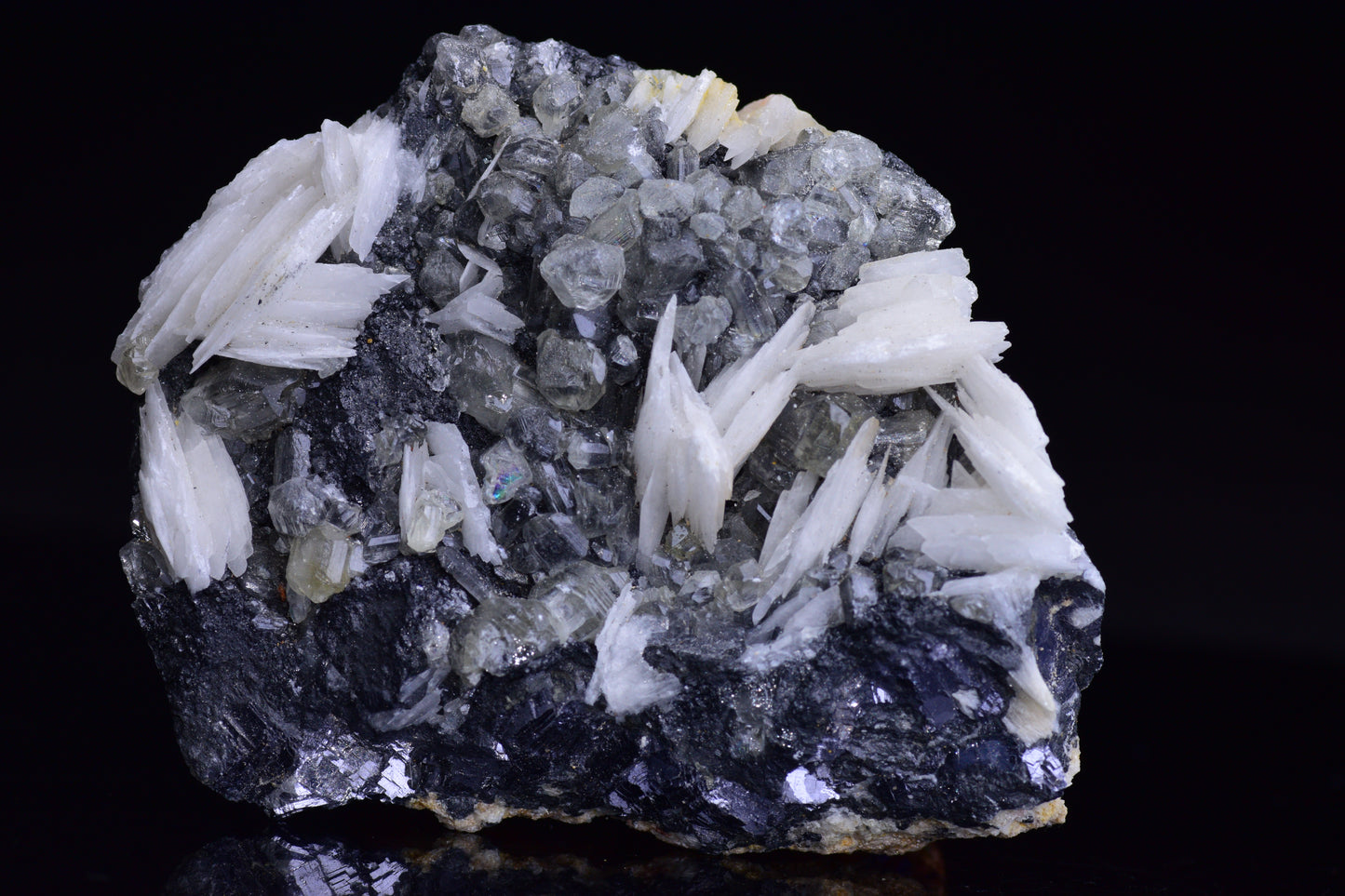 Cerussite on barite - Mibladen district, Midelt province, Morocco V
