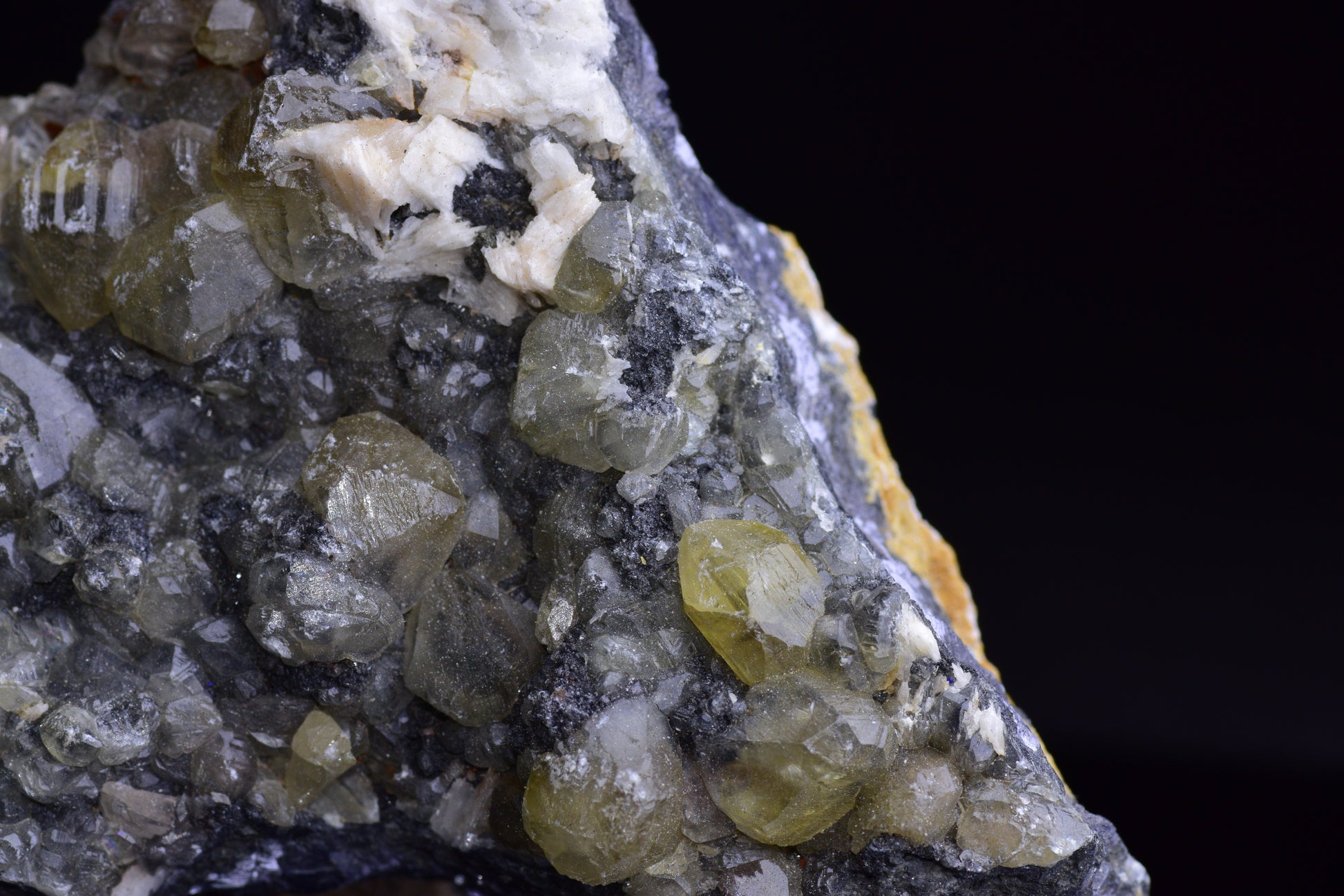 Cerussite on barite - Mibladen district, Midelt province, Morocco V