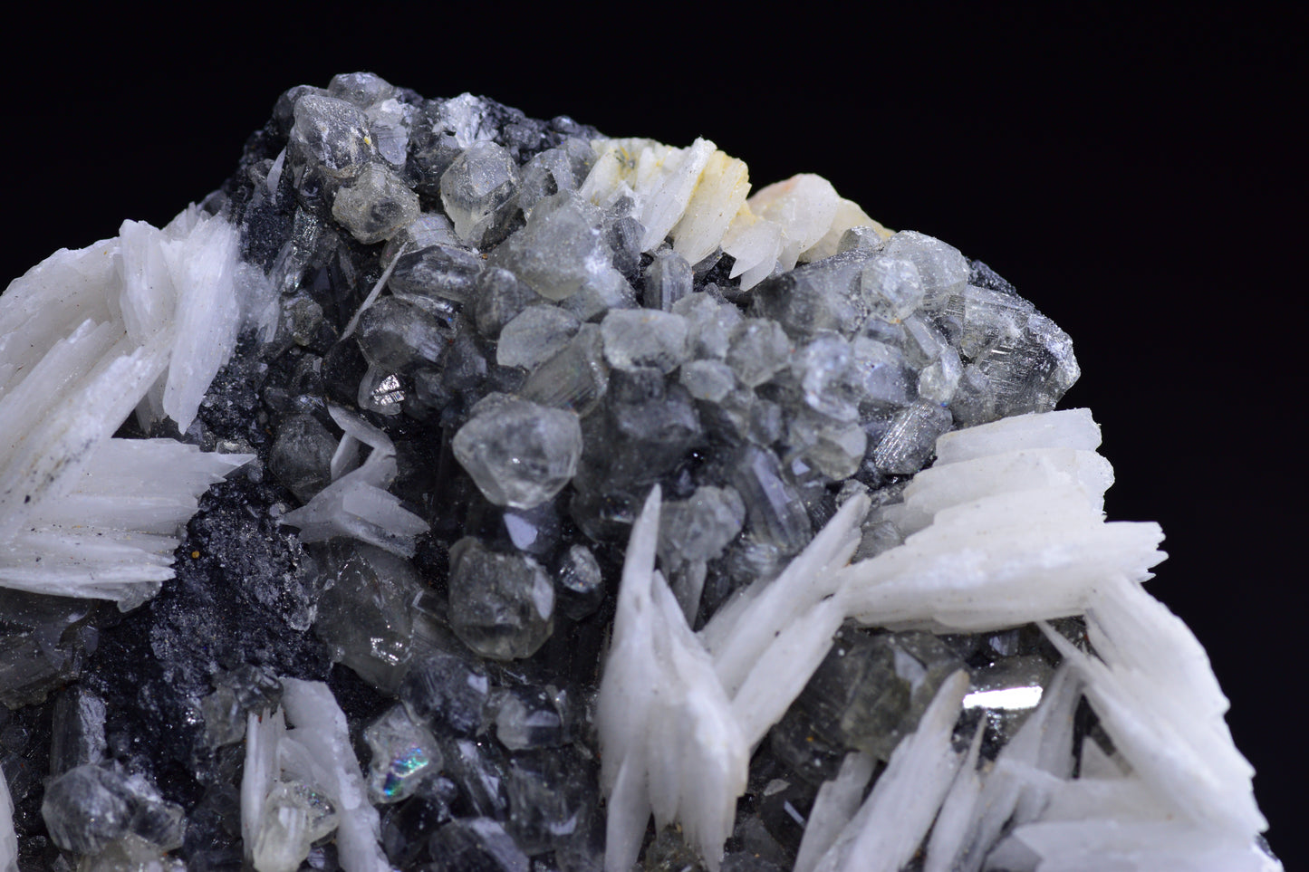 Cerussite on barite - Mibladen district, Midelt province, Morocco VV