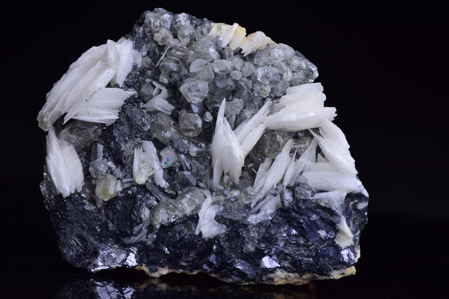 Cerussite on barite - Mibladen district, Midelt province, Morocco C