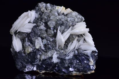 Cerussite on barite - Mibladen district, Midelt province, Morocco C