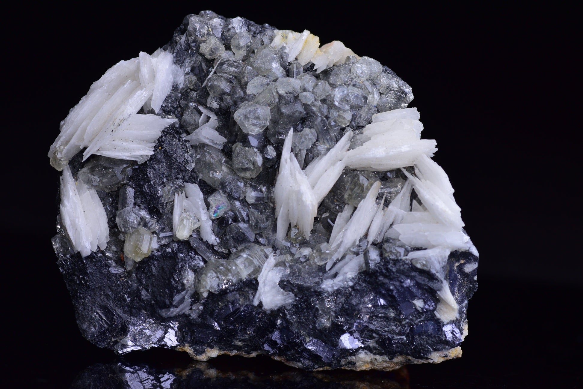 Cerussite on barite - Mibladen district, Midelt province, Morocco V