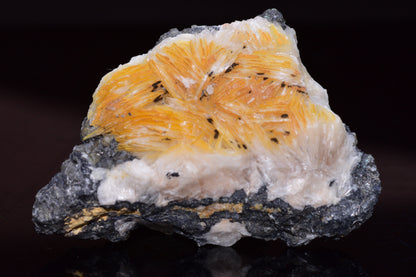 Crystalline cerussite on barite mineral specimen from Mibladen district in Morocco, showcasing intricate crystal formations.