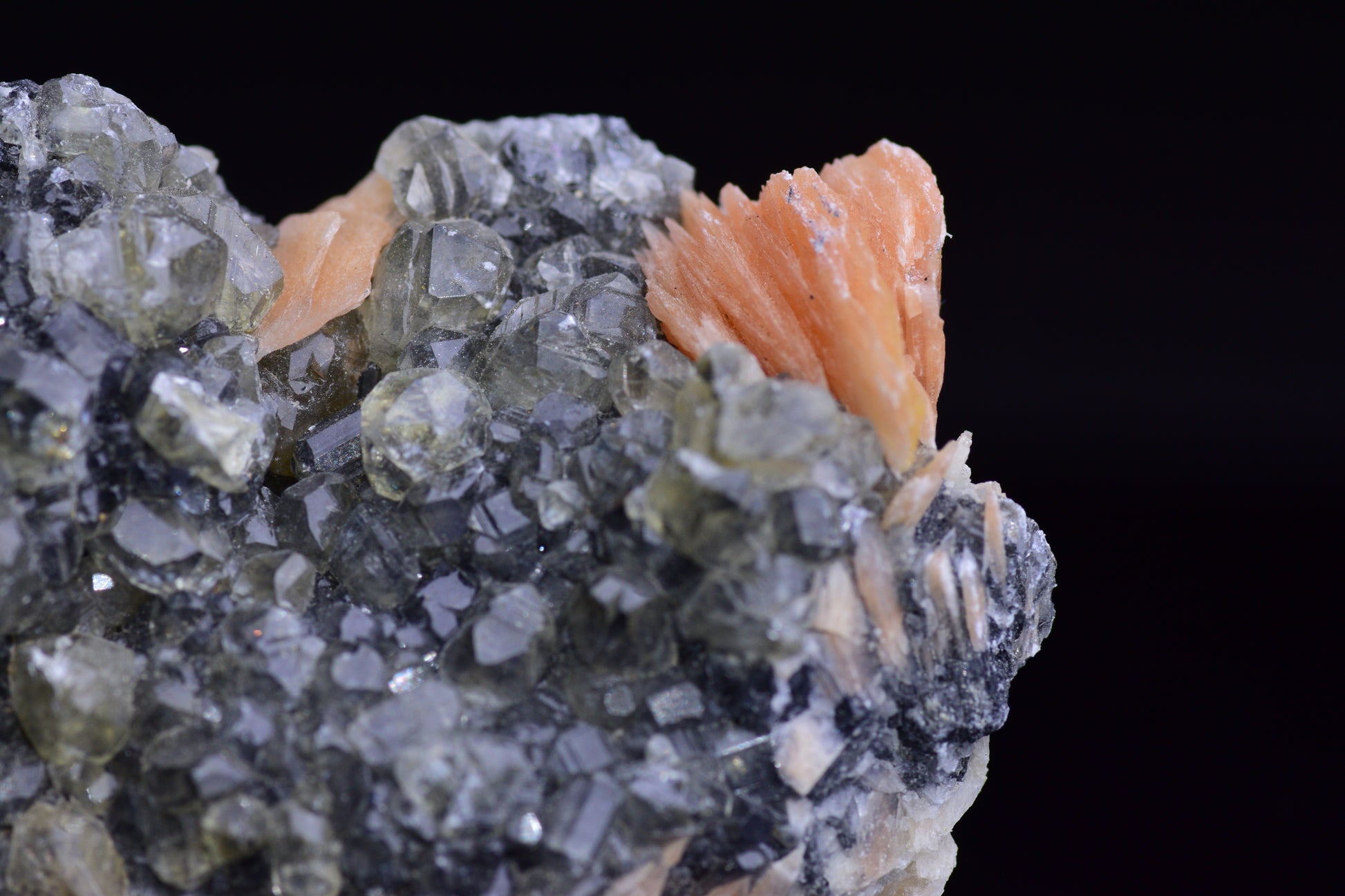 Cerussite on barite - Mibladen district, Midelt province, Morocco V