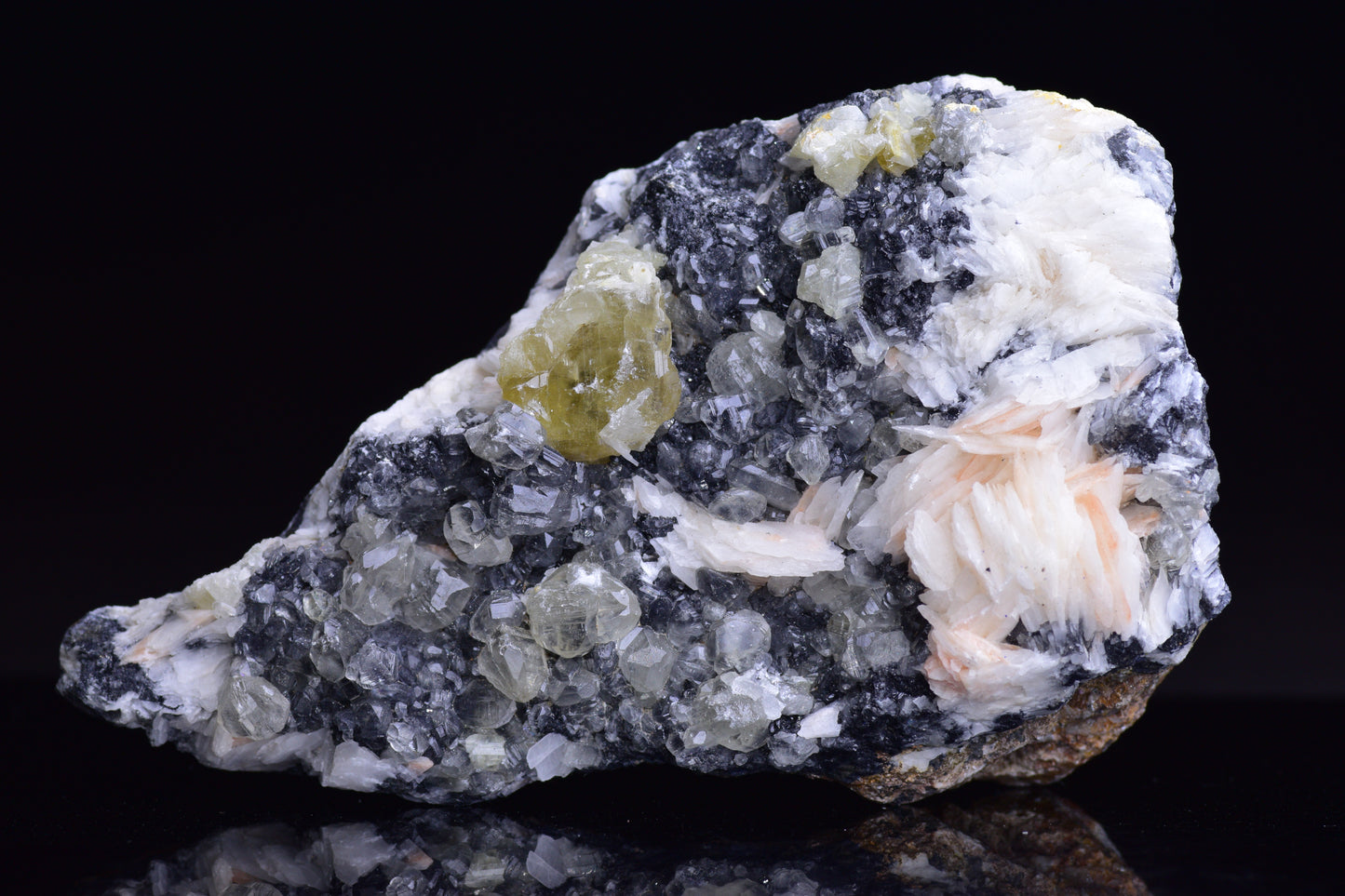 Cerussite on barite - Mibladen district, Midelt province, Morocco V