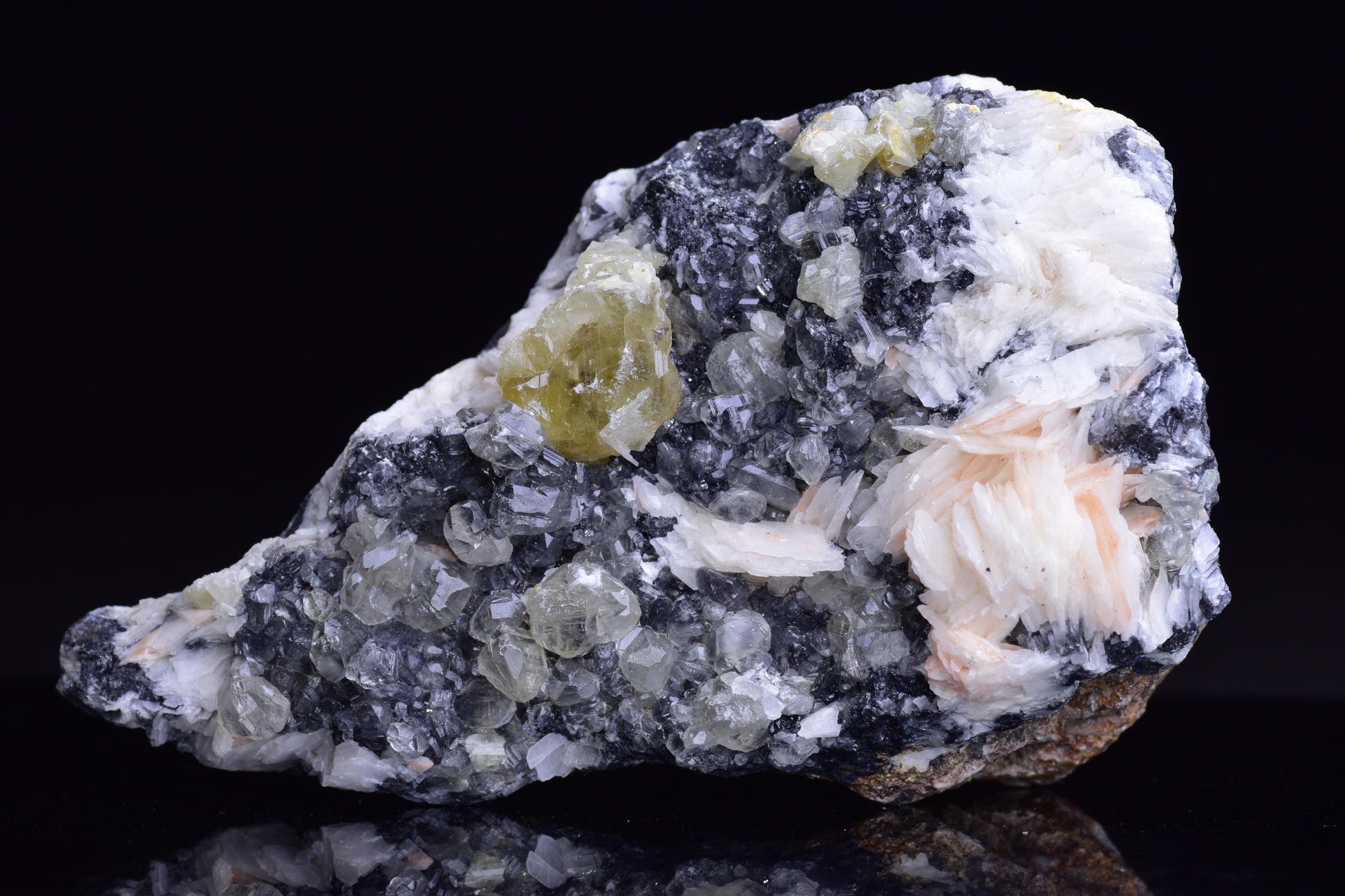 Cerussite on barite - Mibladen district, Midelt province, Morocco V