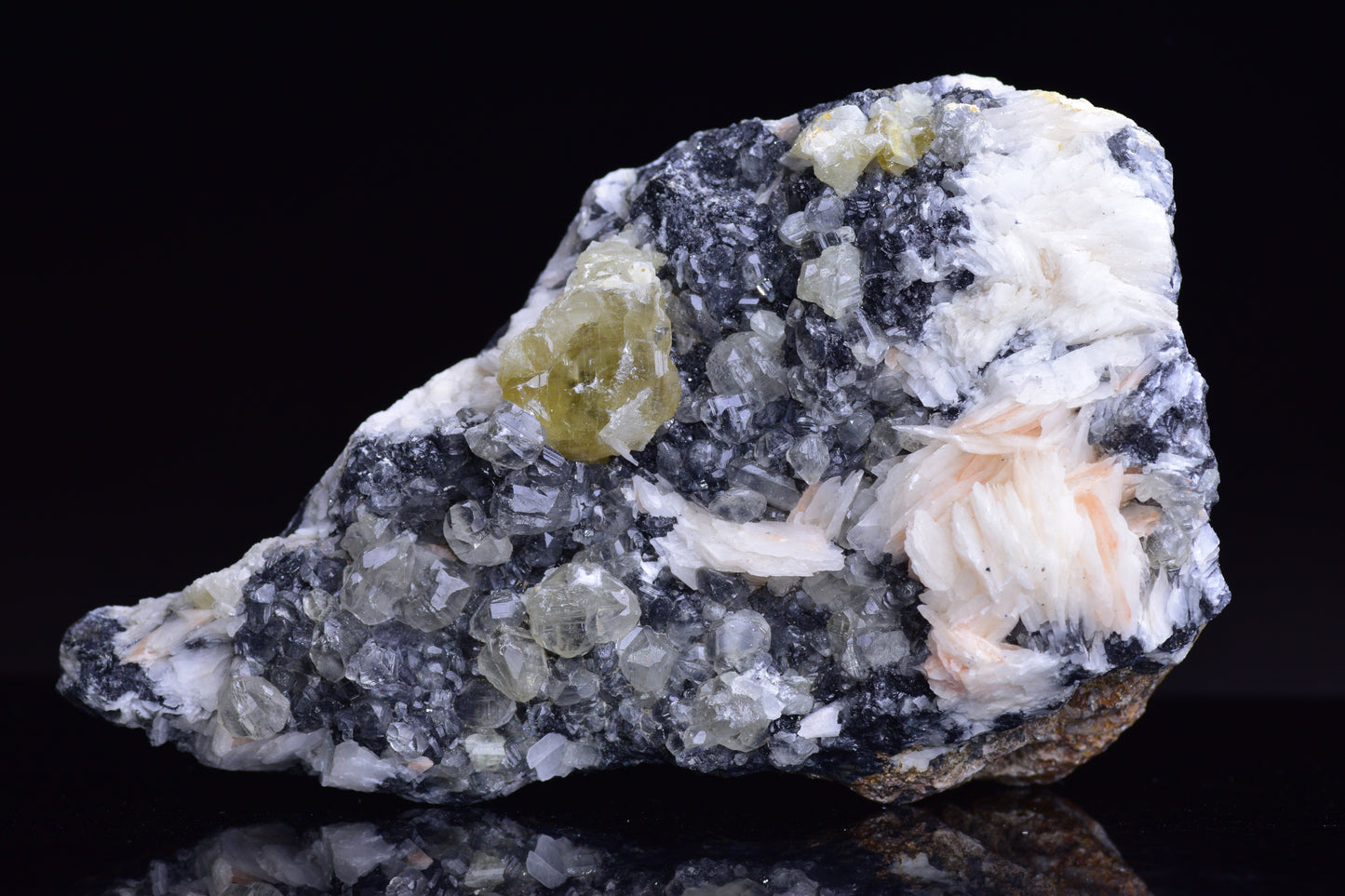 Cerussite on barite - Mibladen district, Midelt province, Morocco V