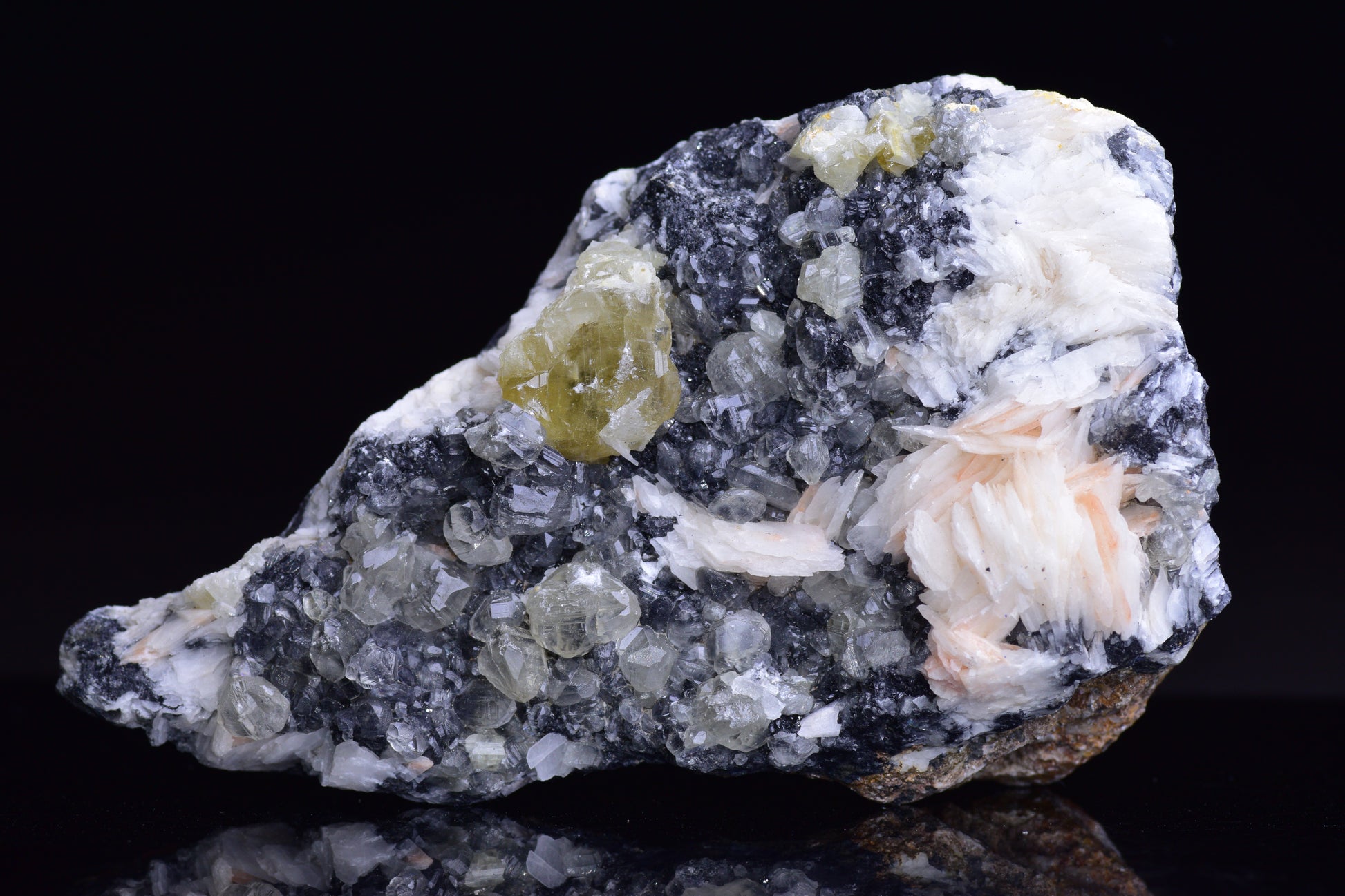 Cerussite on barite - Mibladen district, Midelt province, Morocco V