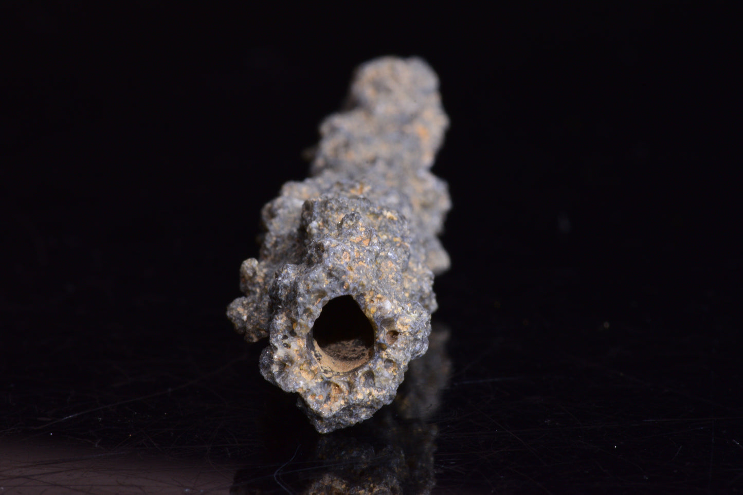Fulgurite lightning fused glass crystal from Sahara Desert, 3.1 grams, with natural lightning strike patterns, by Buy Meteorite LLC.