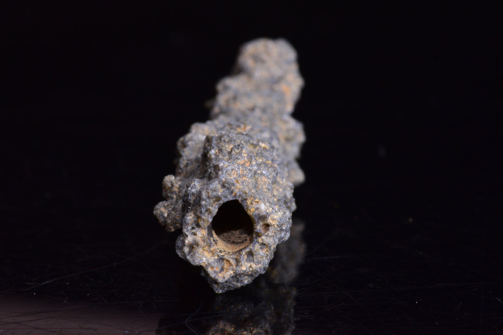 Fulgurite lightning fused glass crystal from Sahara Desert, 3.1 grams, with natural lightning strike patterns, by Buy Meteorite LLC.