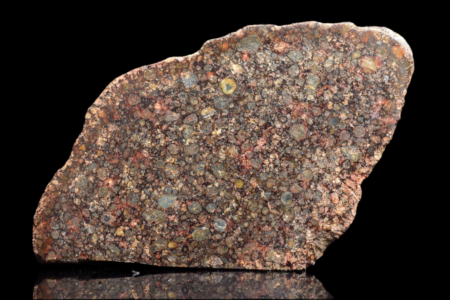 Close-up of NWA 12341 L3 meteorite, a 3.7g chondrite sample with rugged, dark surface and mineral inclusions.