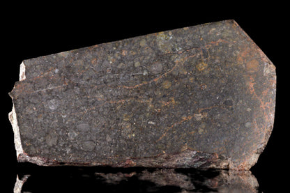 NWA 14224 LL3 meteorite slice, 6.55 grams, with metallic and rocky textures, from Buy Meteorite, LLC.