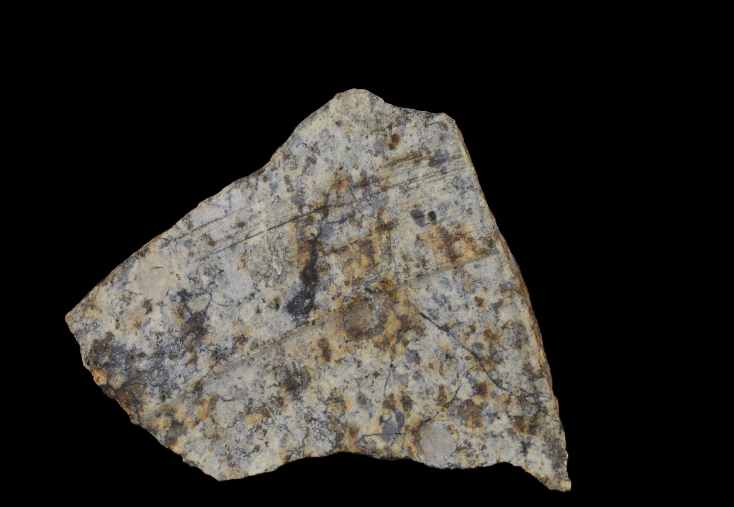 NWA 14225 LL6 chondrite meteorite specimen from Buy Meteorite, LLC, showing a rough, dark meteorite fragment weighing 4 grams.