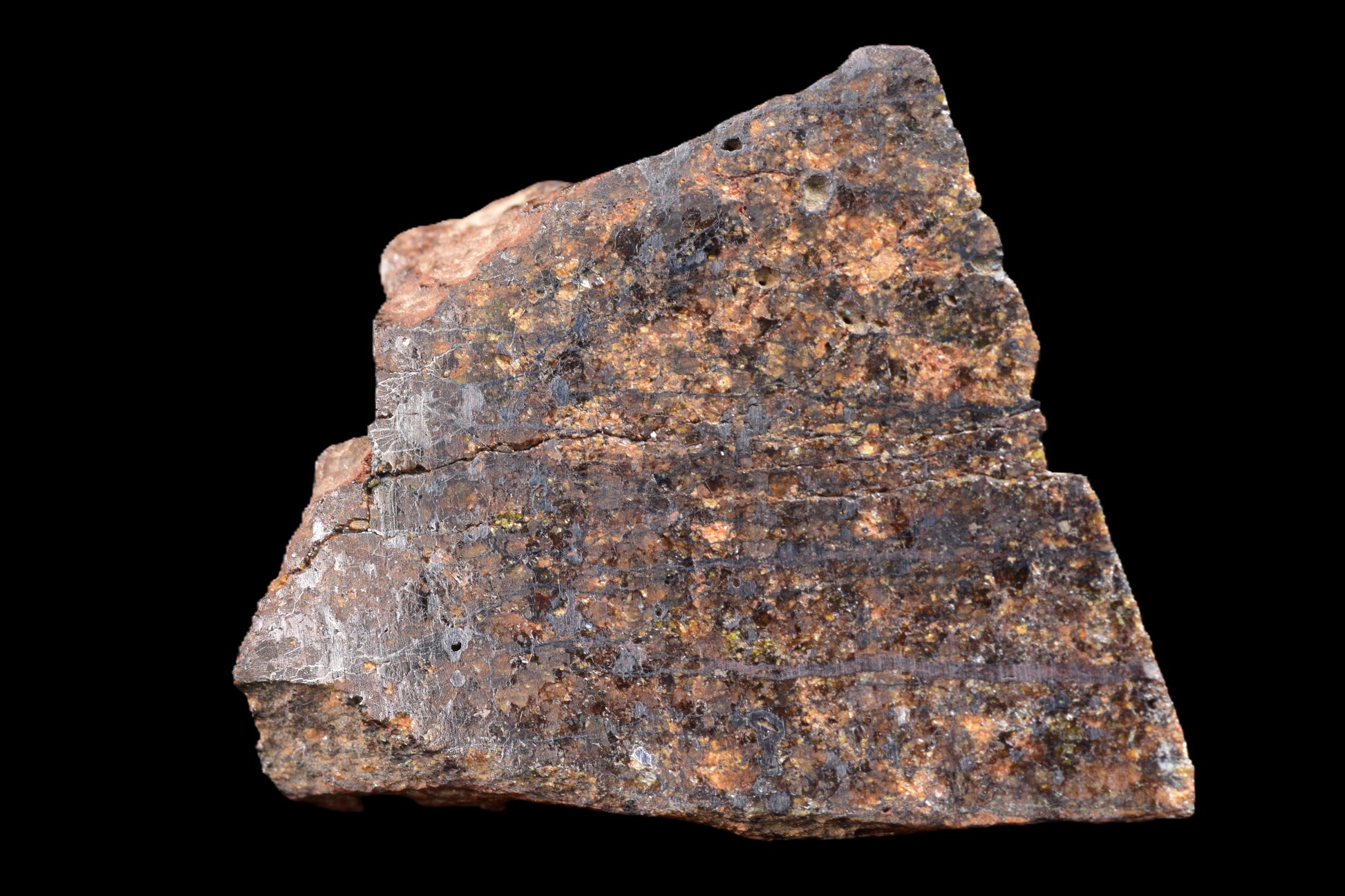 NWA 14234 H7 meteorite specimen weighing 3.58 grams with a dark, rocky surface and unique mineral texture.