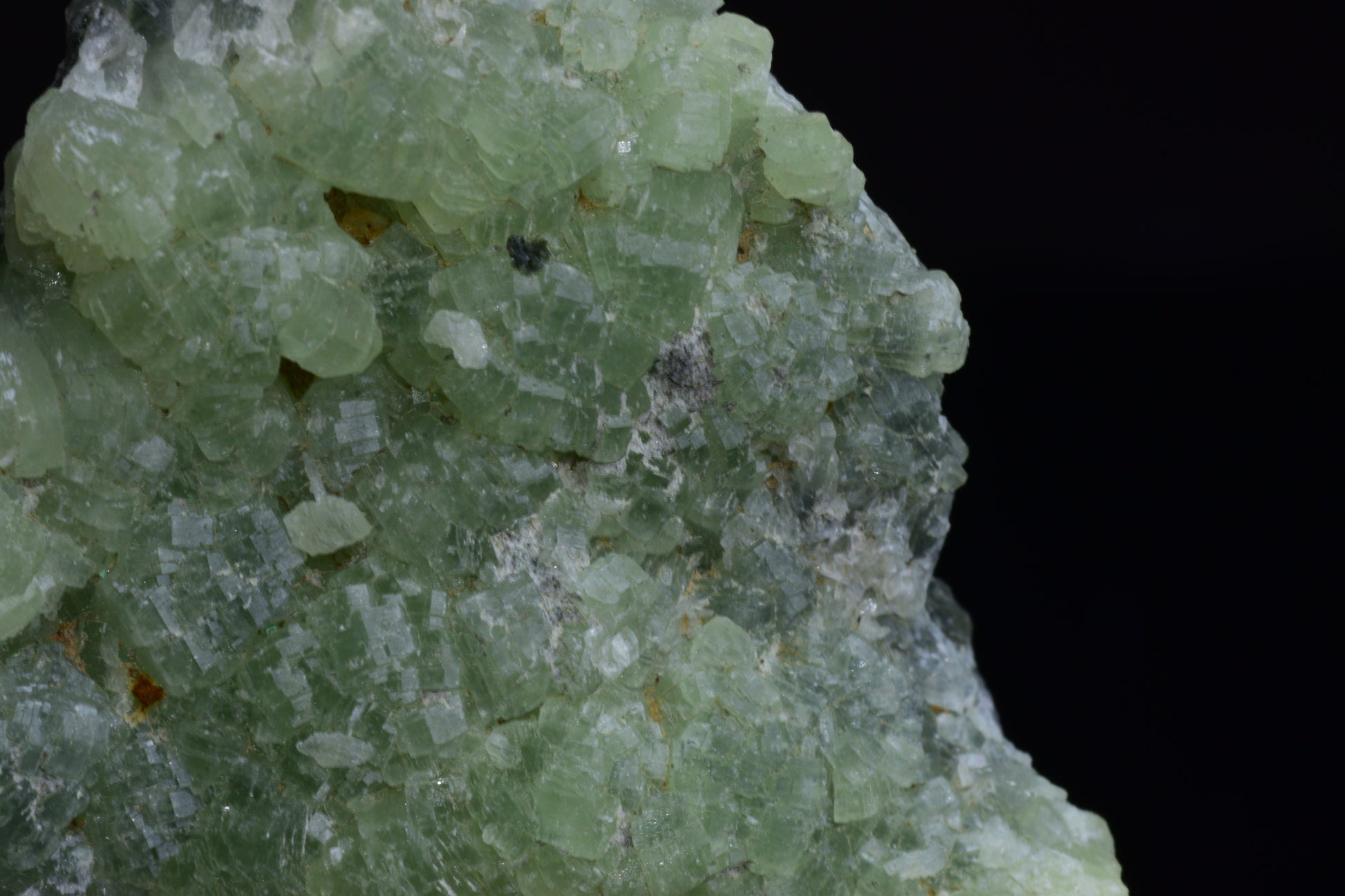 Prehnite and actinolite crystal from Boulemane, Morocco, showcasing vibrant green mineral formations and natural mineral textures.