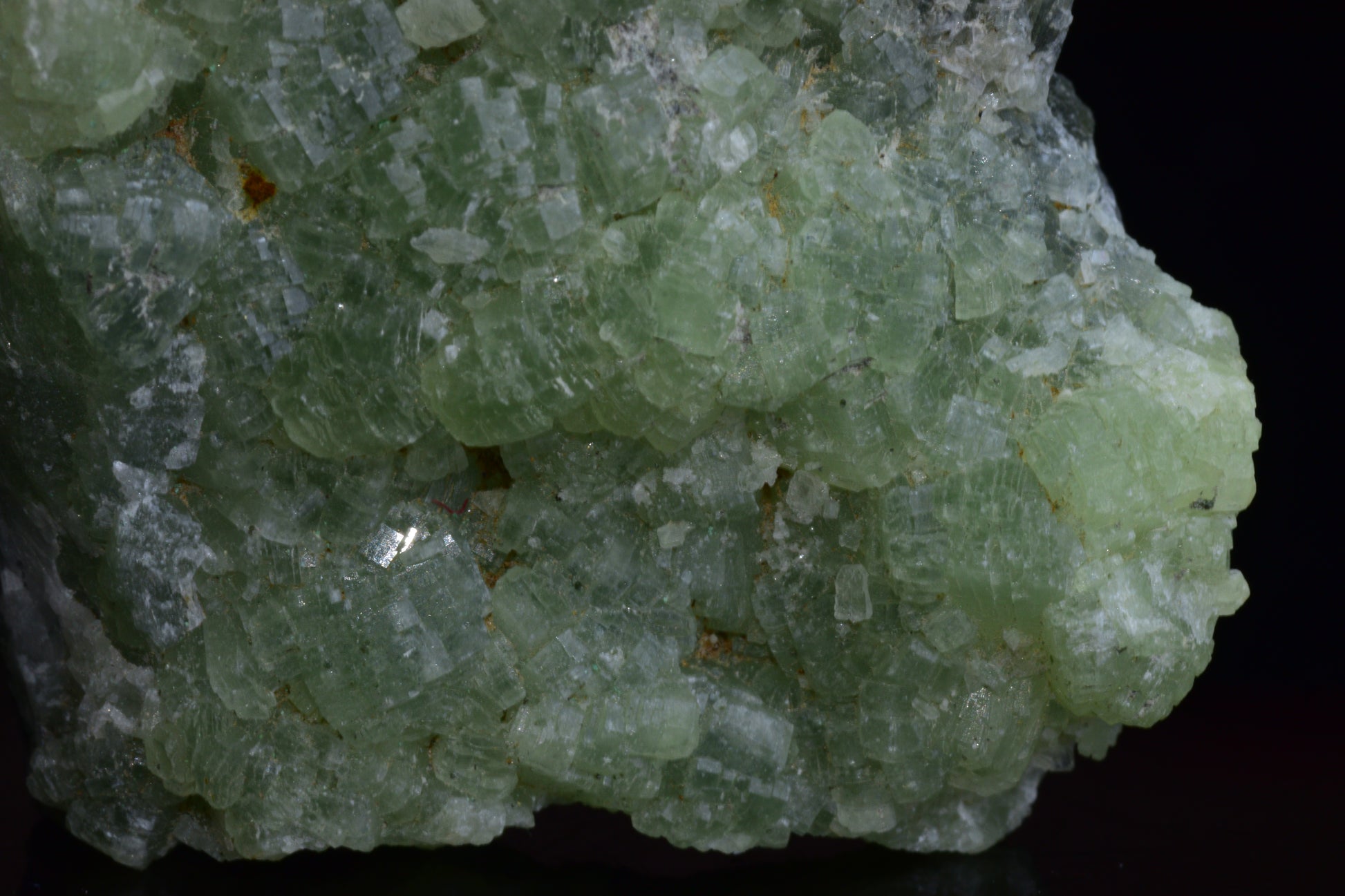 Green Prehnite and Actinolite crystals from Boulemane, Morocco, showcasing their vibrant mineral formations and natural textures.