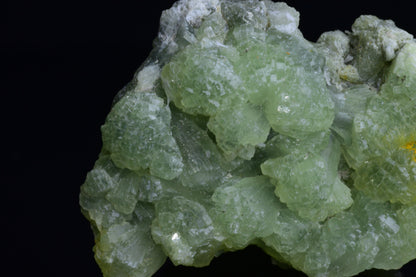 Prehnite and actinolite crystal from Boulemane, Morocco, showcasing green mineral formations with natural textures.
