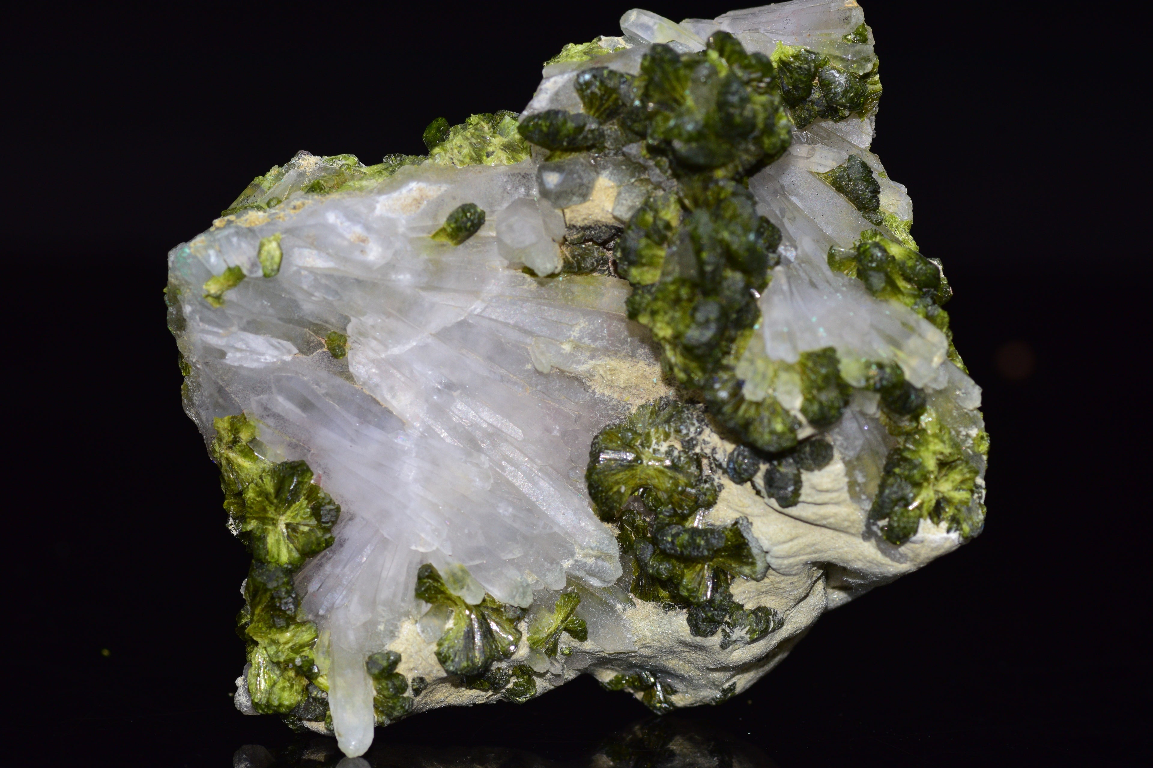 Quartz Cluster With Epidote - Imilchil, Morocco