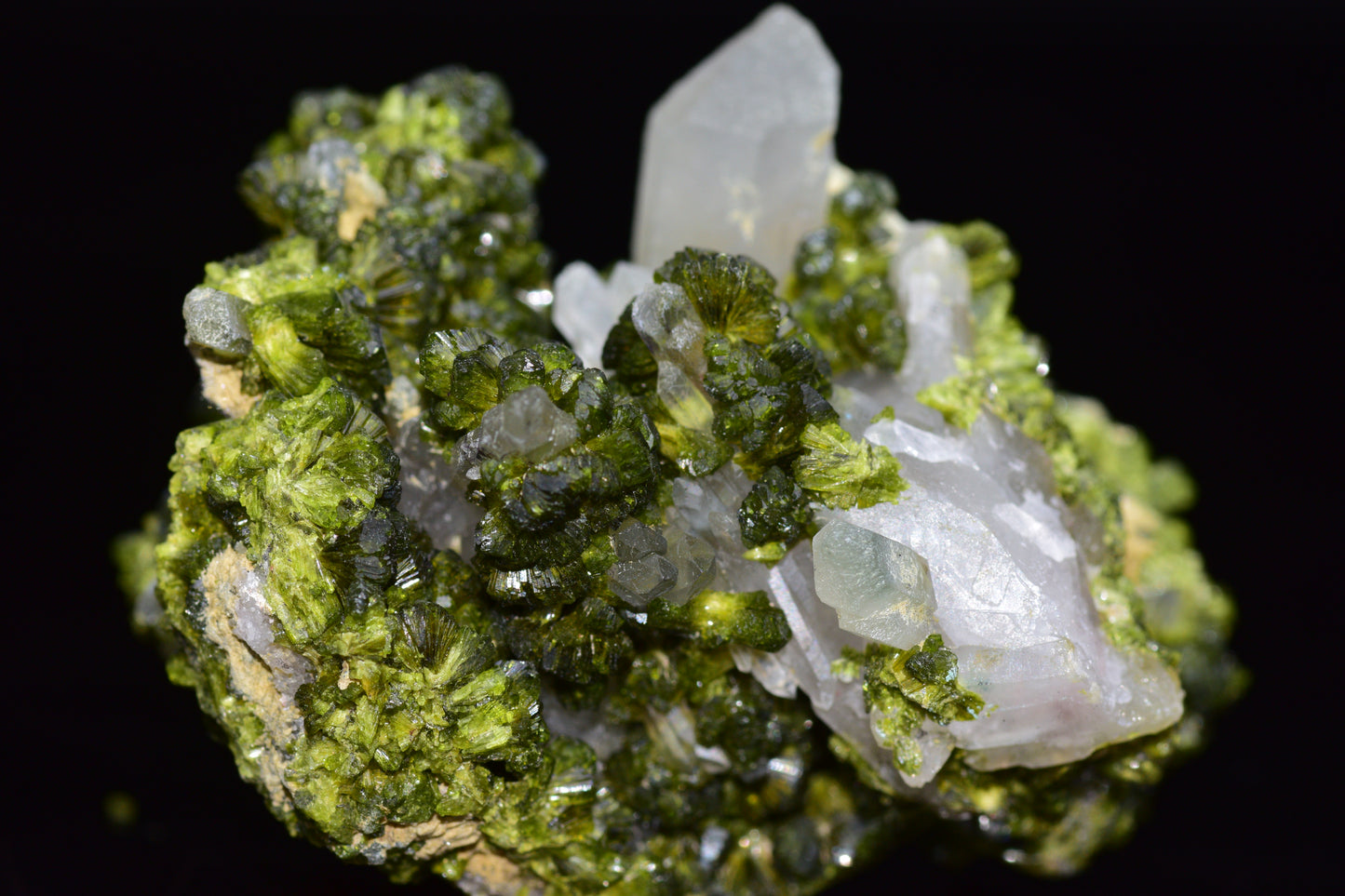 Quartz Cluster With Epidote - Imilchil, Morocco