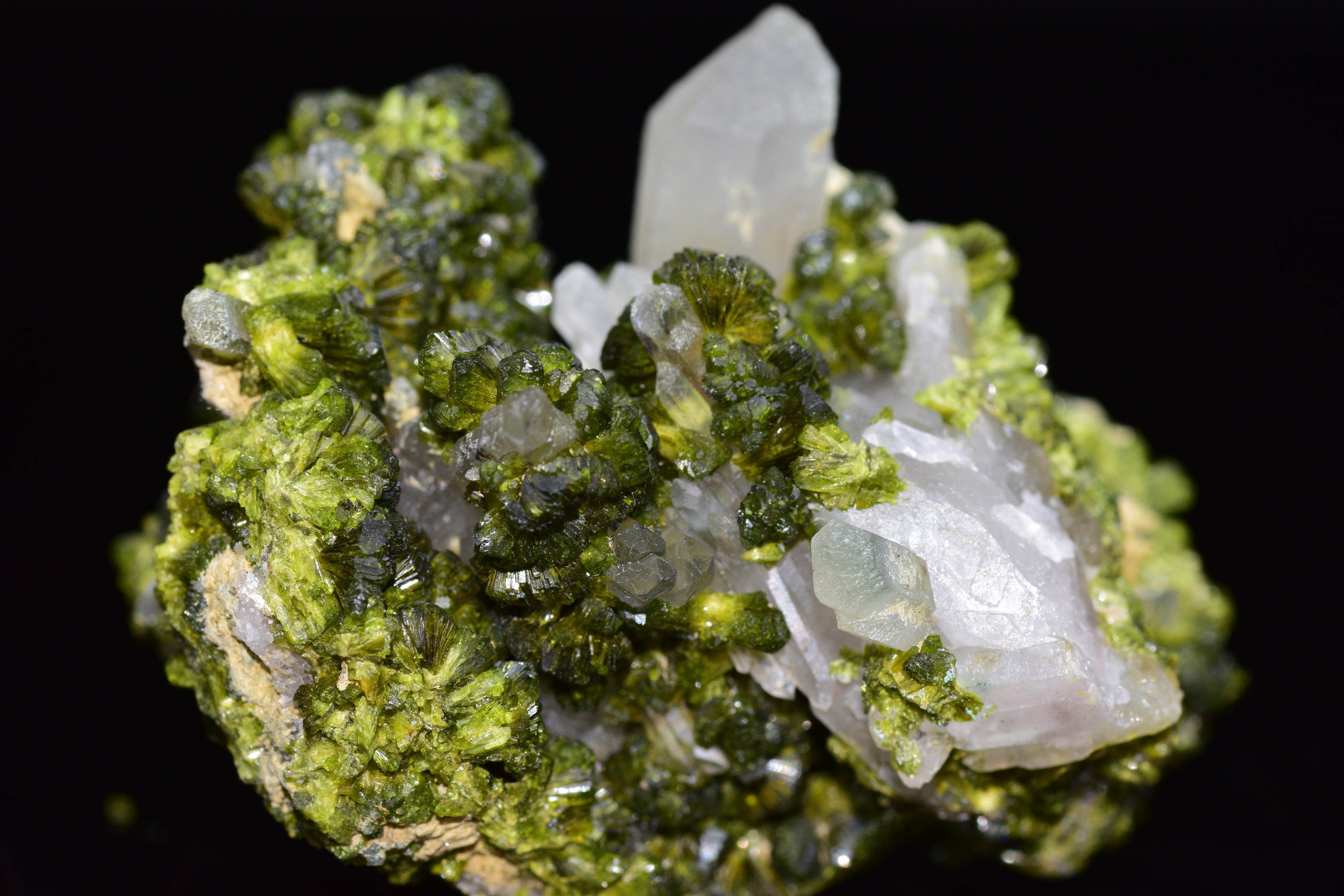 Quartz Cluster With Epidote - Imilchil, Morocco