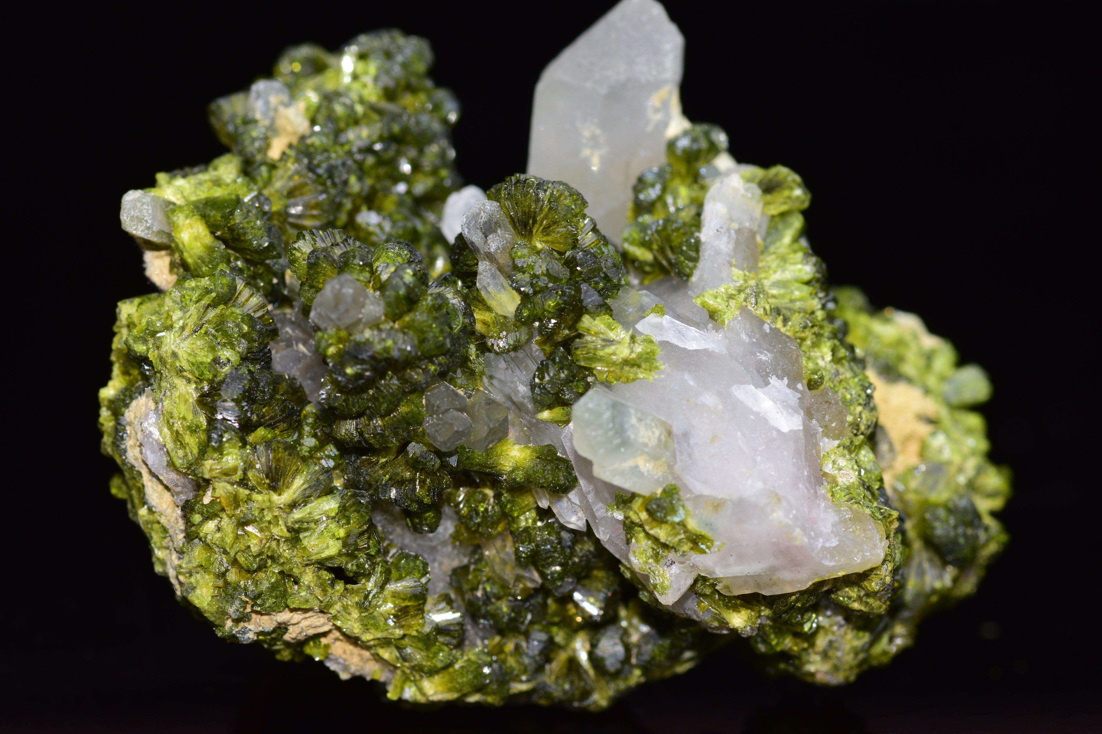 Quartz Cluster With Epidote - Imilchil, Morocco