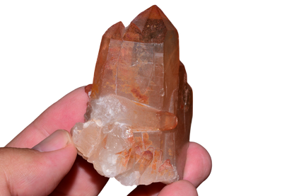 Red ferruginous quartz crystal cluster