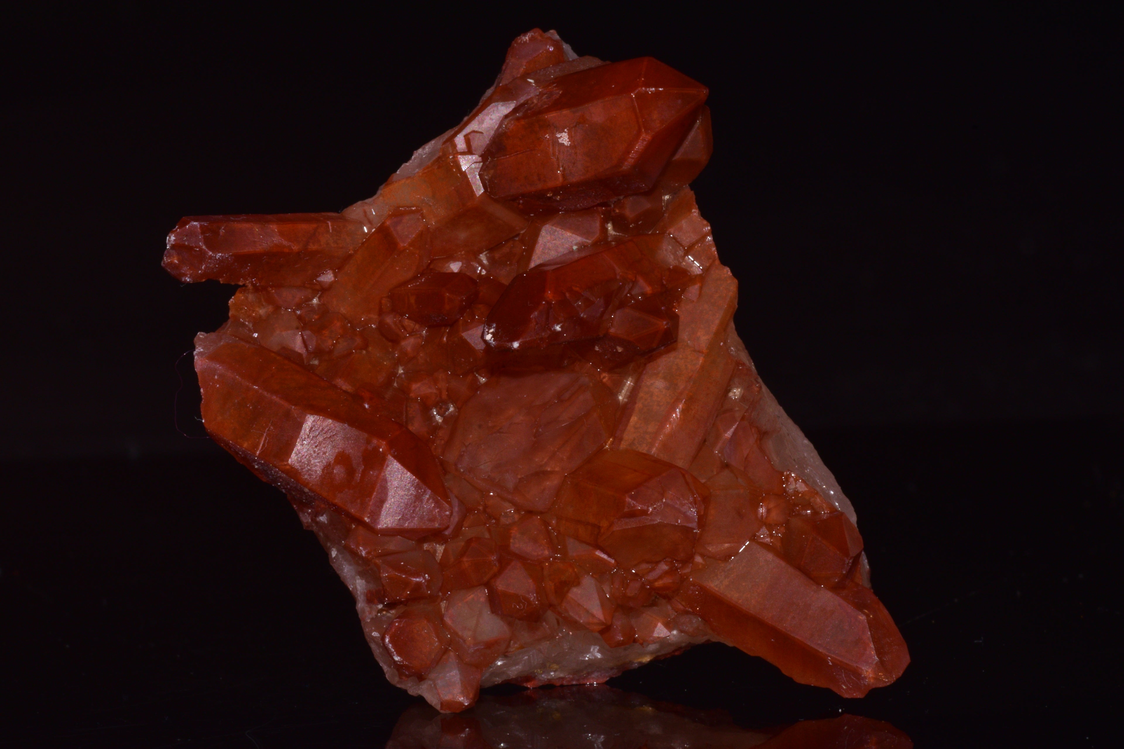 Red Quartz Crystal Cluster (Ferruginous Quartz) – Tinejdad, Morocco