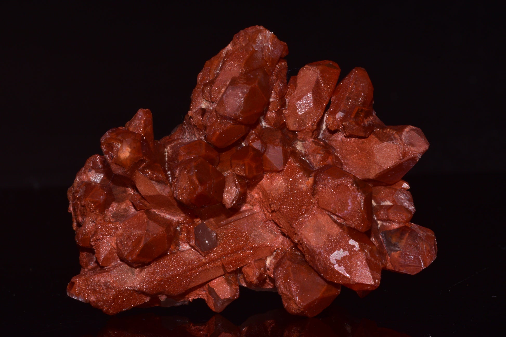Red Quartz Crystal Cluster (Ferruginous Quartz) – Tinejdad, Morocco