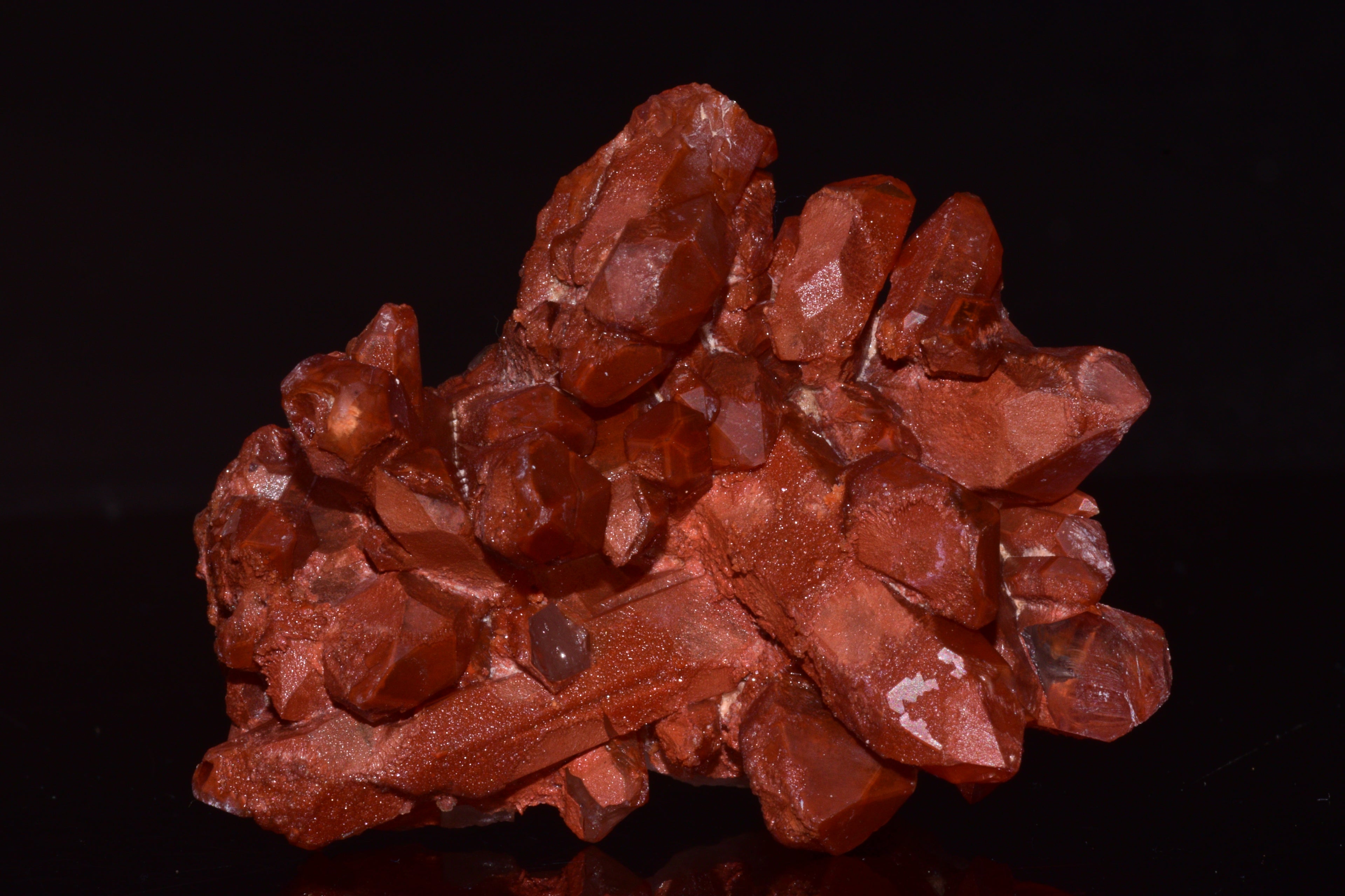 Red Quartz Crystal Cluster (Ferruginous Quartz) – Tinejdad, Morocco