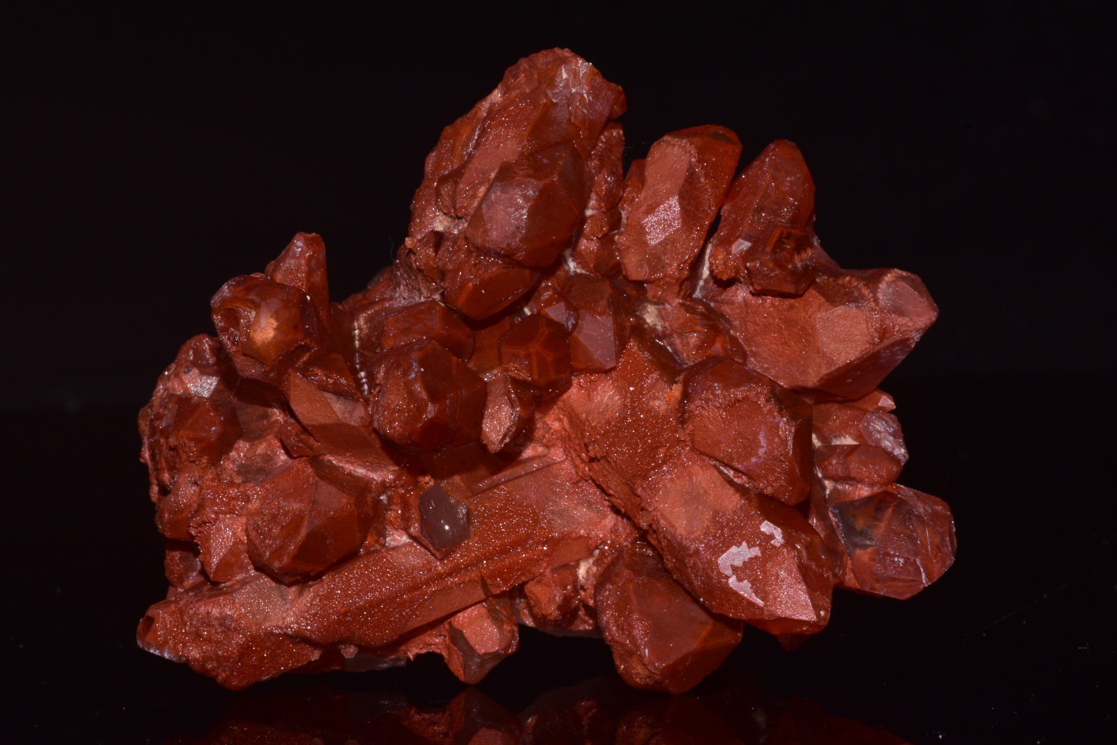 Red Quartz Crystal Cluster (Ferruginous Quartz) – Tinejdad, Morocco