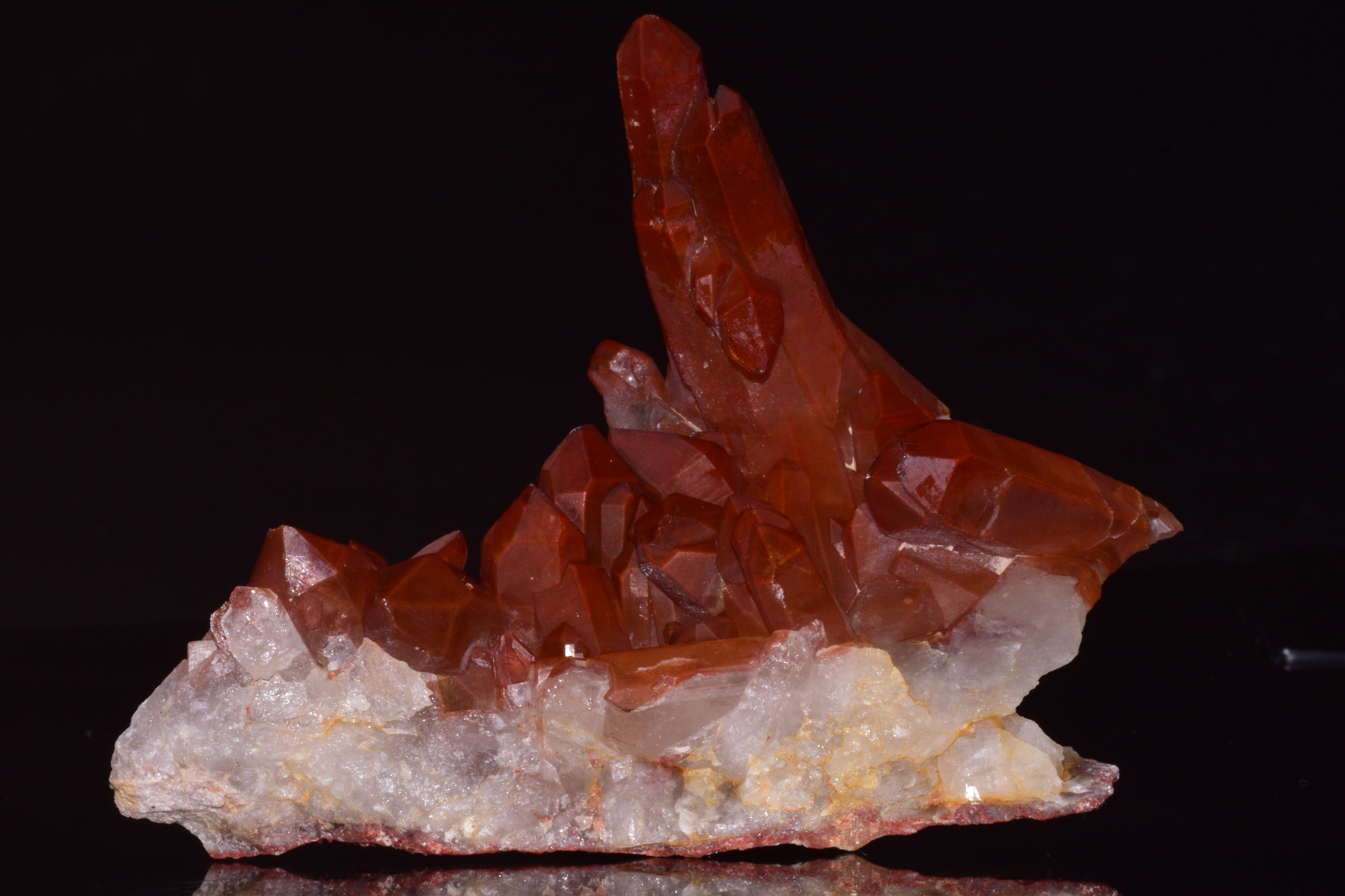 Red Quartz Crystal Cluster (Ferruginous Quartz) – Tinejdad, Morocco