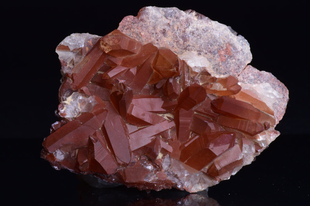Red Quartz Crystal Cluster (Ferruginous Quartz) – Tinejdad, Morocco