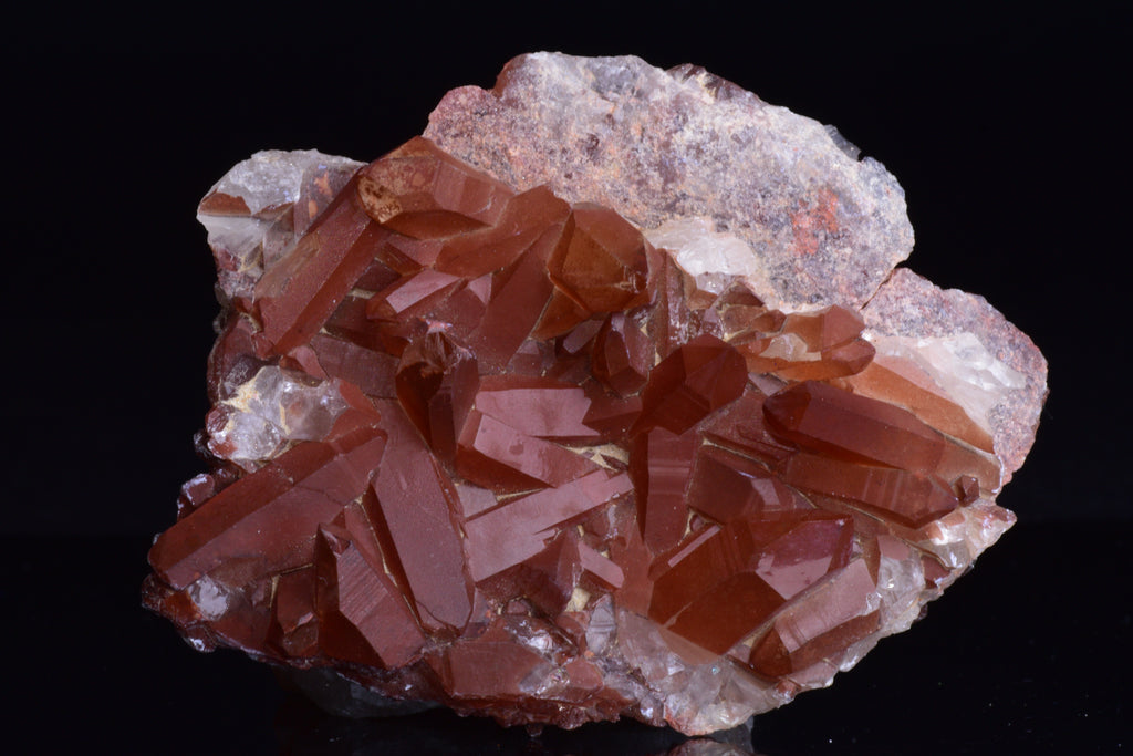Red Quartz Crystal Cluster (Ferruginous Quartz) – Tinejdad, Morocco