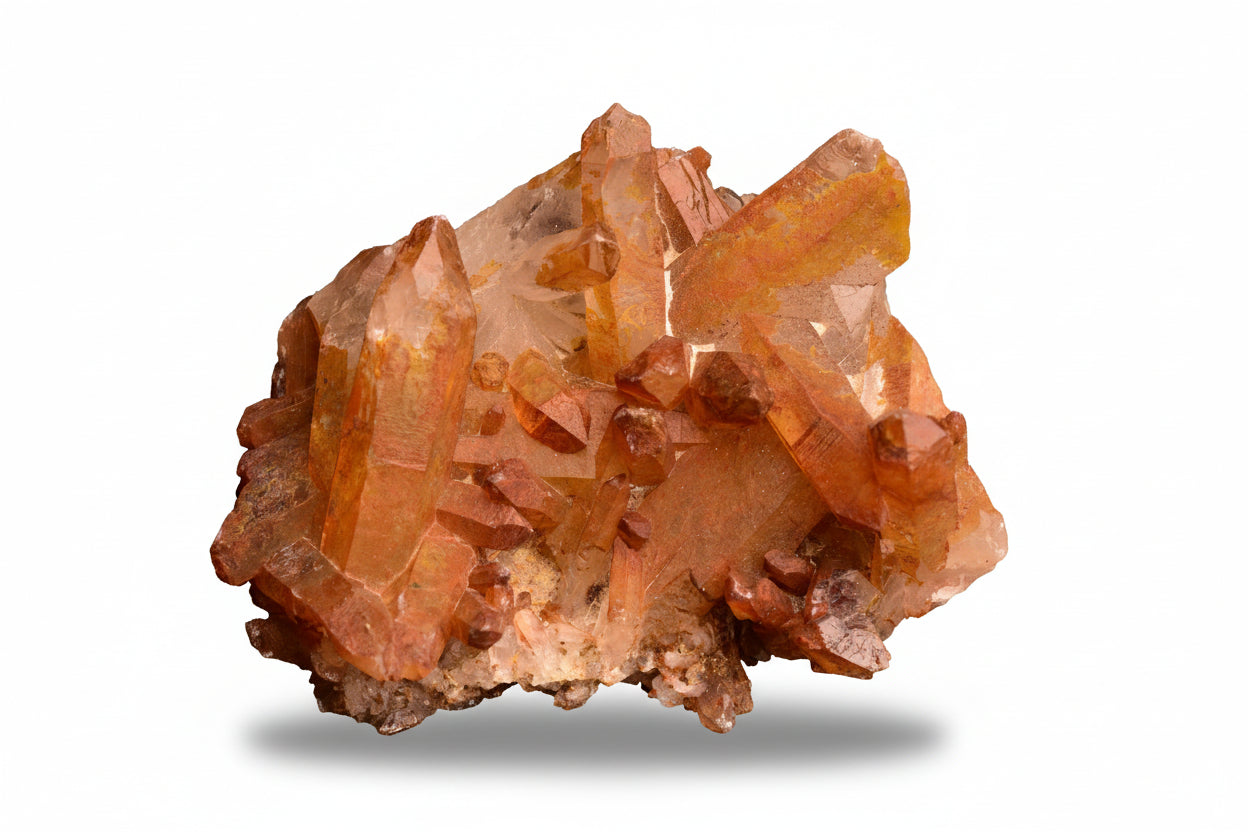 Red Quartz Crystal Cluster (Ferruginous Quartz) – Tinejdad, Morocco BN