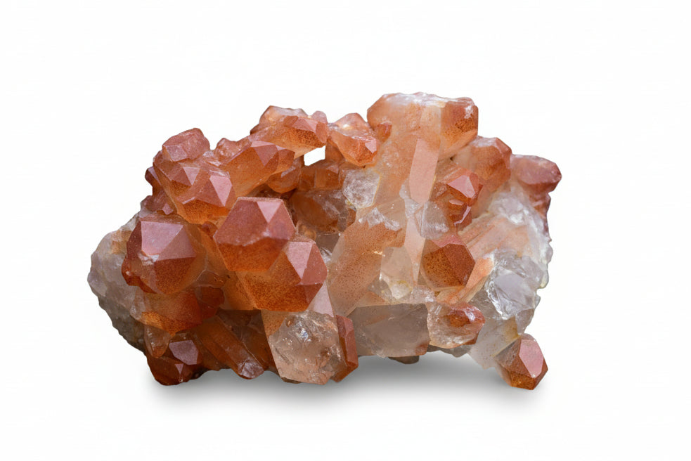 Red Quartz Crystal Cluster (Ferruginous Quartz) – Tinejdad, Morocco
