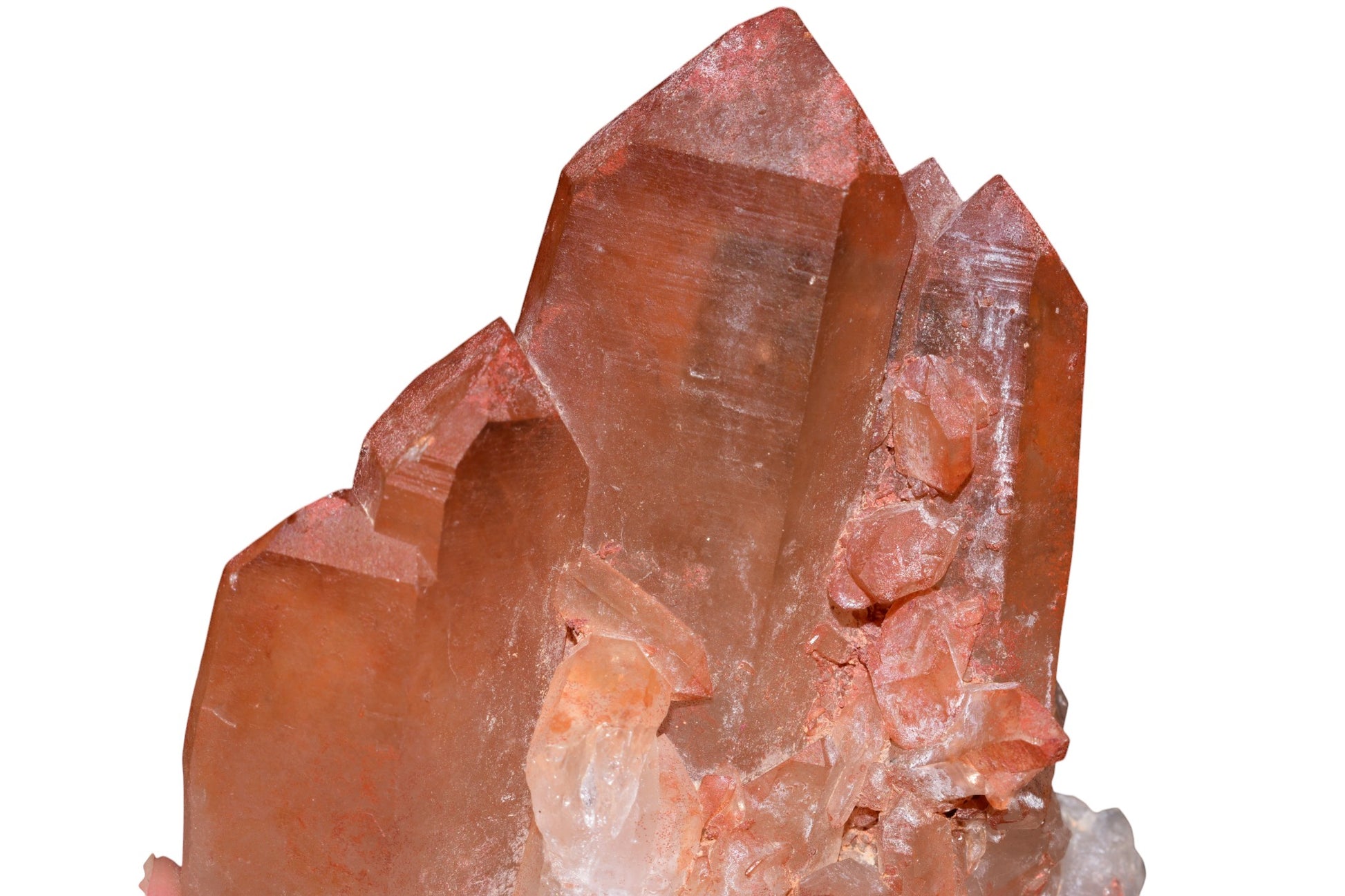 Buy Meteorite LLC red ferruginous quartz crystal cluster from Morocco with hematite inclusions and druzy — alternate view 7