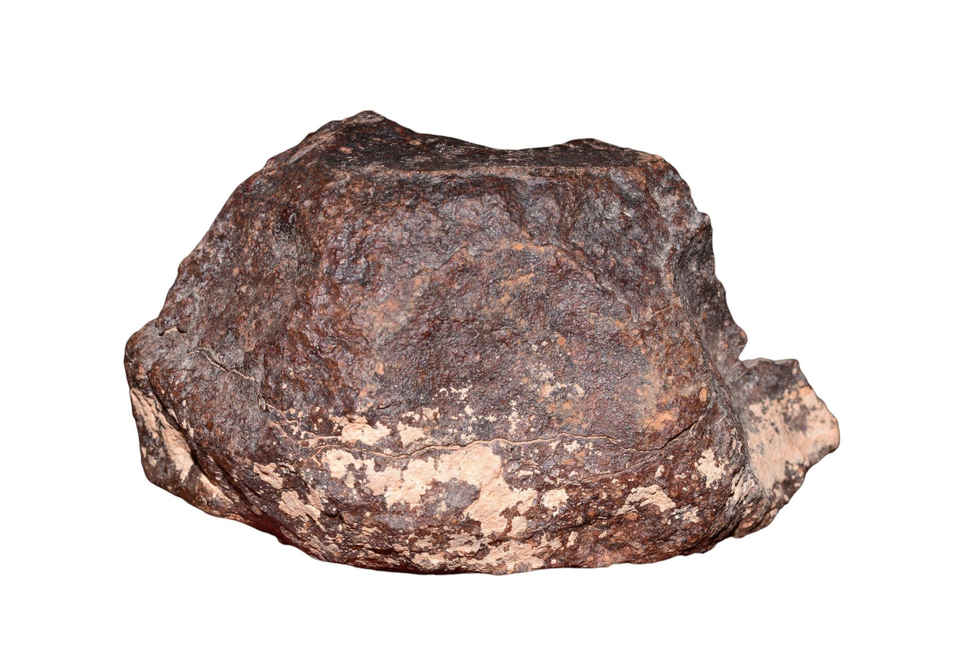 Chondrite meteorite 382g full fragment angular profile fracture face natural crust Morocco