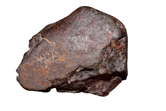 Moroccan chondrite meteorite 125g full fragment top view rich desert patina surface