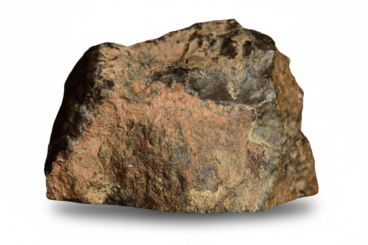 Large natural NWA 13272 meteorite endcut, 51.6g, showcasing its unique textured surface and mineral details.