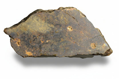 NWA 13272 ungrouped achondrite meteorite slice weighing 7.23g, featuring dark mineral patterns and a rough textured surface.